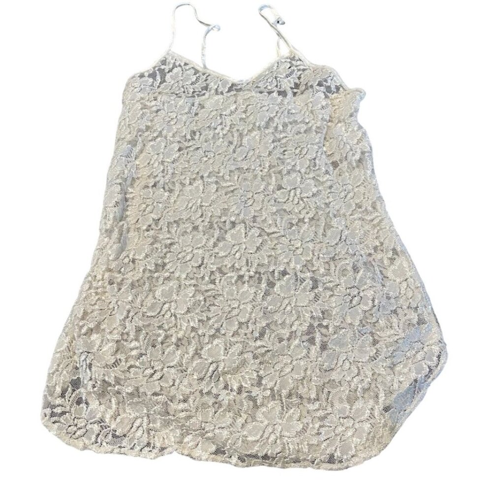 Vintage 90s Alexandra Nicole Ivory Floral Lace Short Nighty Small